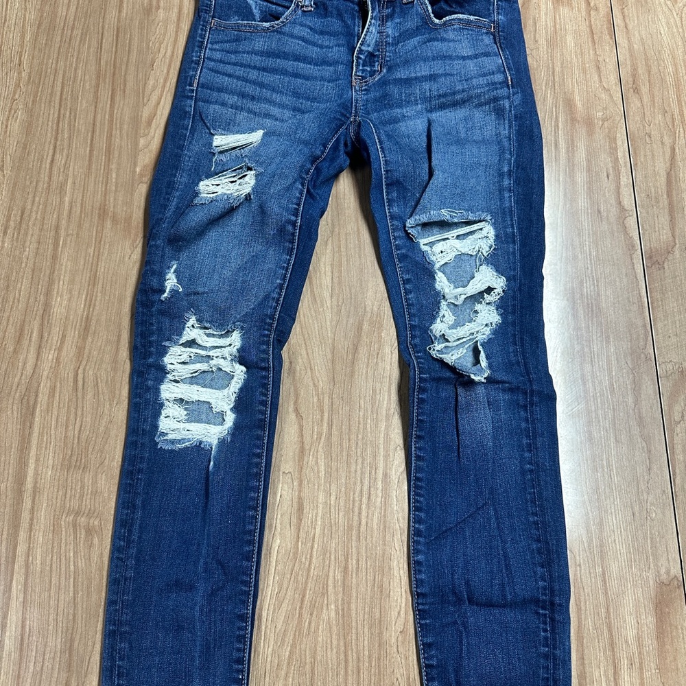 American Eagle Outfitters Ripped Blue Skinny Jeans